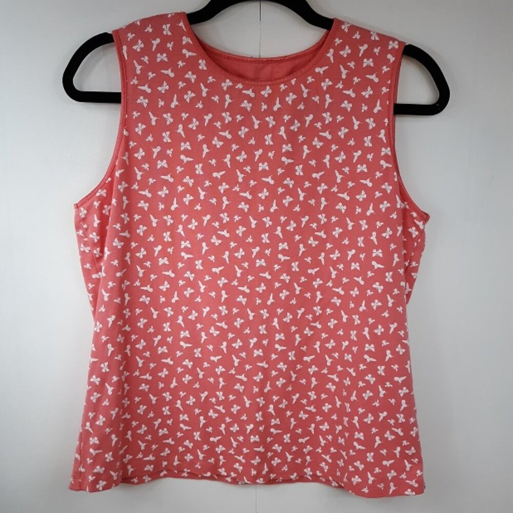 Christopher and Banks Tank Top Women's Large GUC Butterflies Birds Shirt PEACH